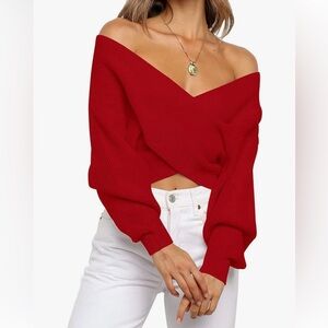 New With Tags ZCSIA Women's Wrap V Neck Cropped Sweaters 2024 Fall